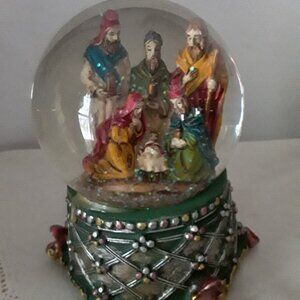 Nativity Snow Globe Music Box - Plays "Away in a Manager"